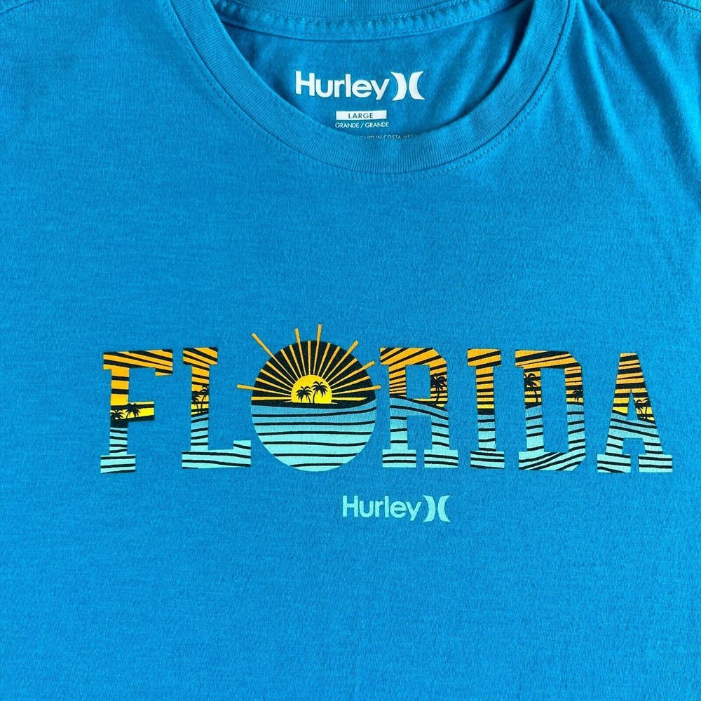 New‎ Hurley T Shirt Mens Large Blue Florida Beach Casual Outdoor Travel Surf - Picture 8 of 12